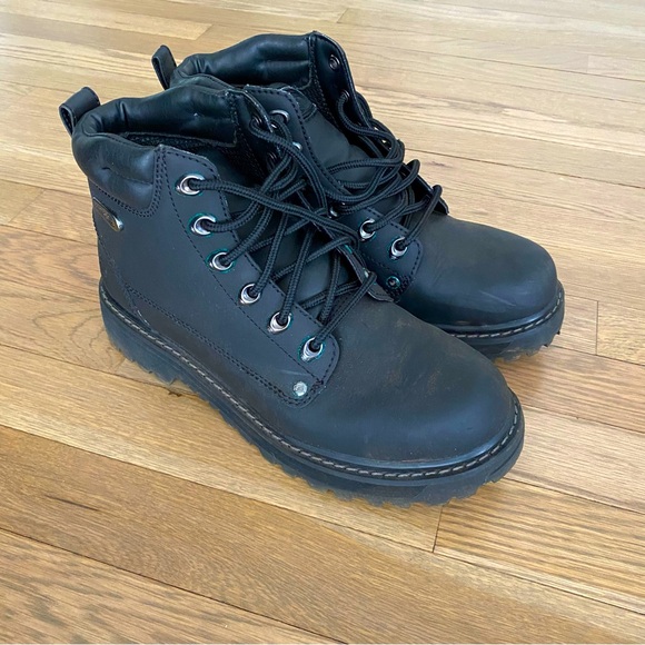 Sketchers Men Black Utility Boots Shoes Work Size 8,5 Outdoor - Picture 1 of 8